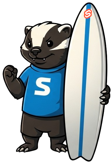 Surf Honeybadger Mascot